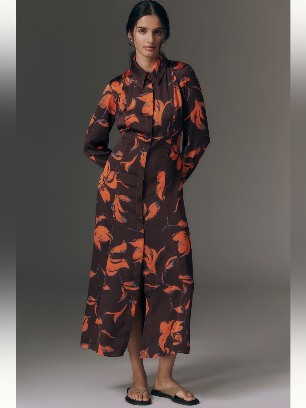 Nwt exquise long sleeve satin shirt dress